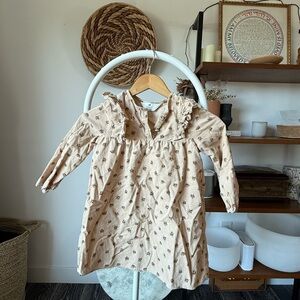 Adorable Beige Floral Long Sleeve Dress - H&M